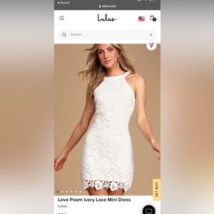 Lulus Ivory lace mini dress size XS ; worn once - new to perfect condition